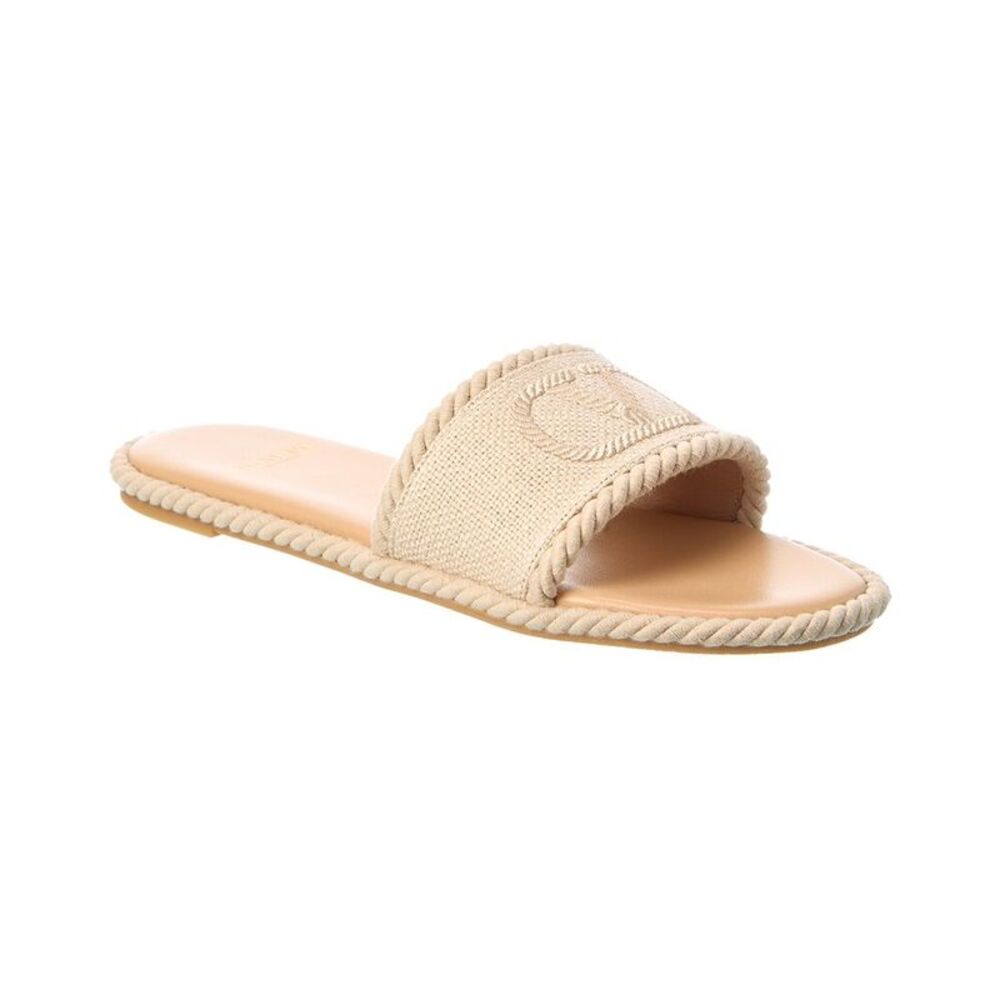 Valentino Vlogo Signature Canvas & Leather Sandal, Beige